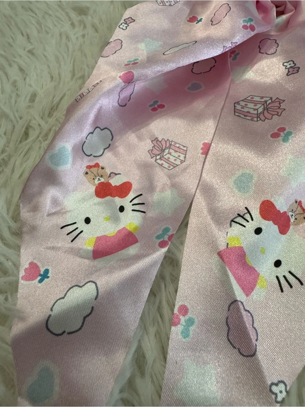 Hello Kitty Pink Satin Bow Hair Scarf coquette hair pin